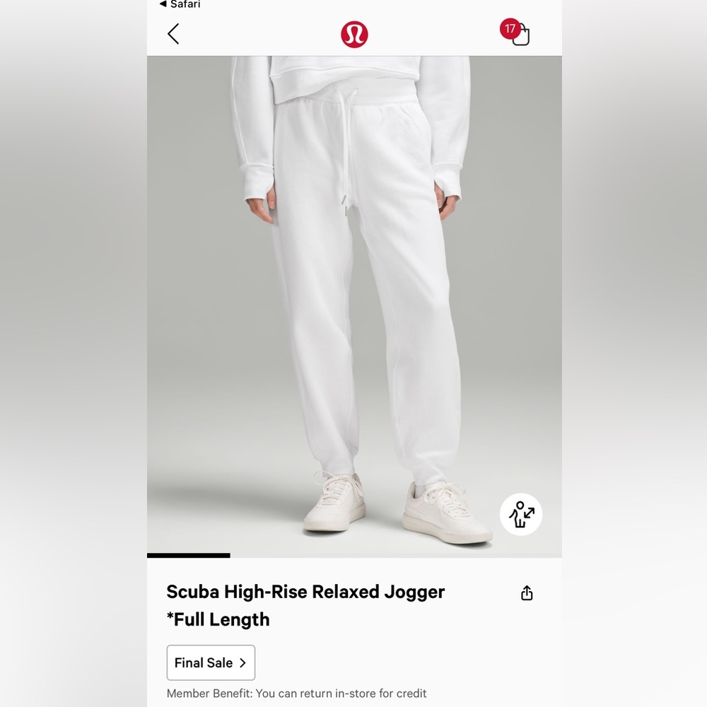 Lululemon Sweatpants / Joggers Size 8 in White